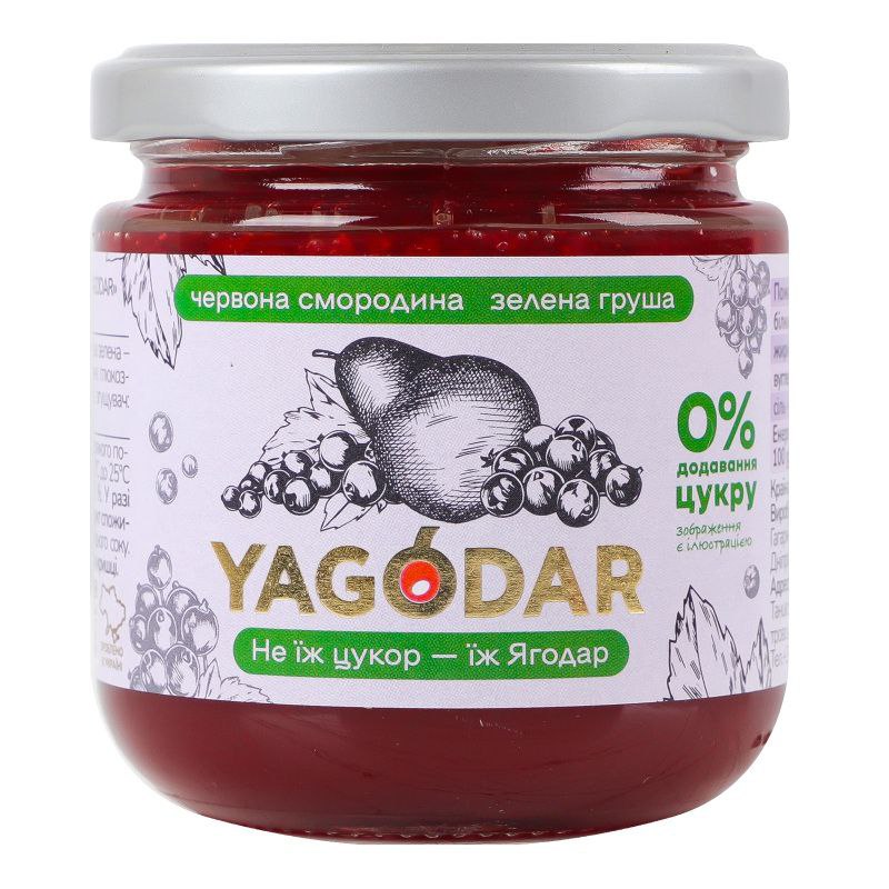 Джем YAGODAR Червона смородина-зелена груша скло 210г